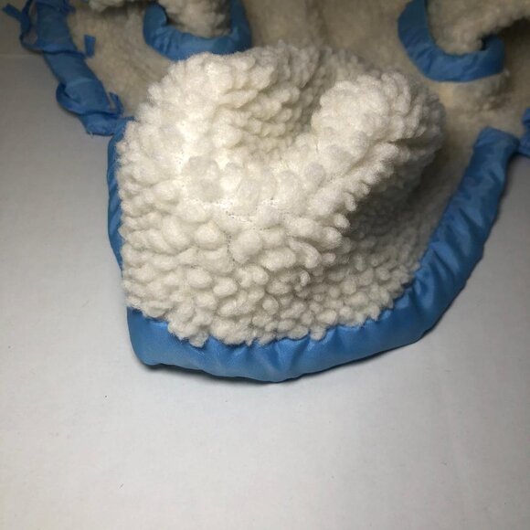 Vintage Doll Coat Hooded Faux Sherpa Trimmed Blue Ties Cabbage Patch? - Picture 9 of 11